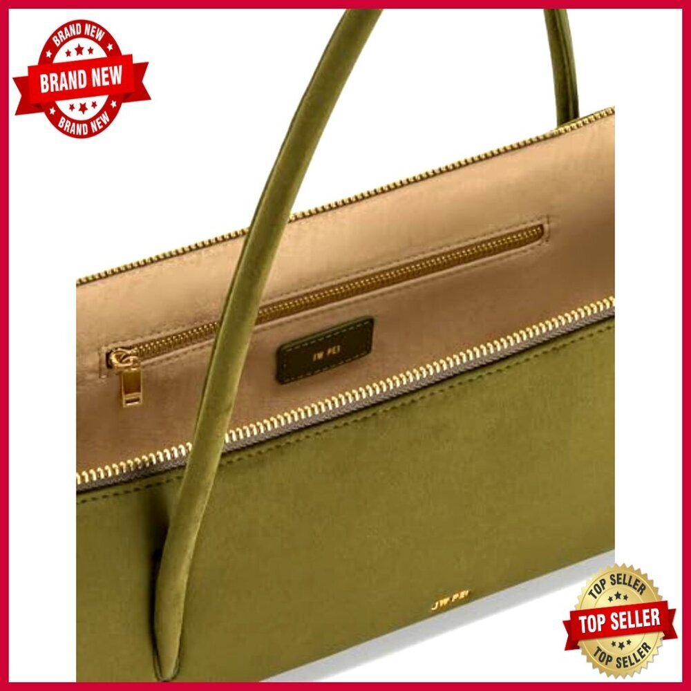 Faux Suede Shoulder Bag Satchel with Gold Hardware, Fits Phone - Picture 6 of 6